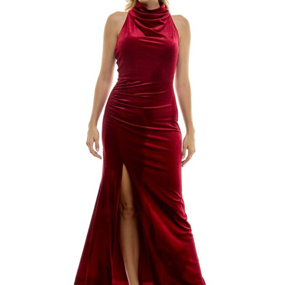 red velvet halter dress Clarisse Dress 3468 main image 1